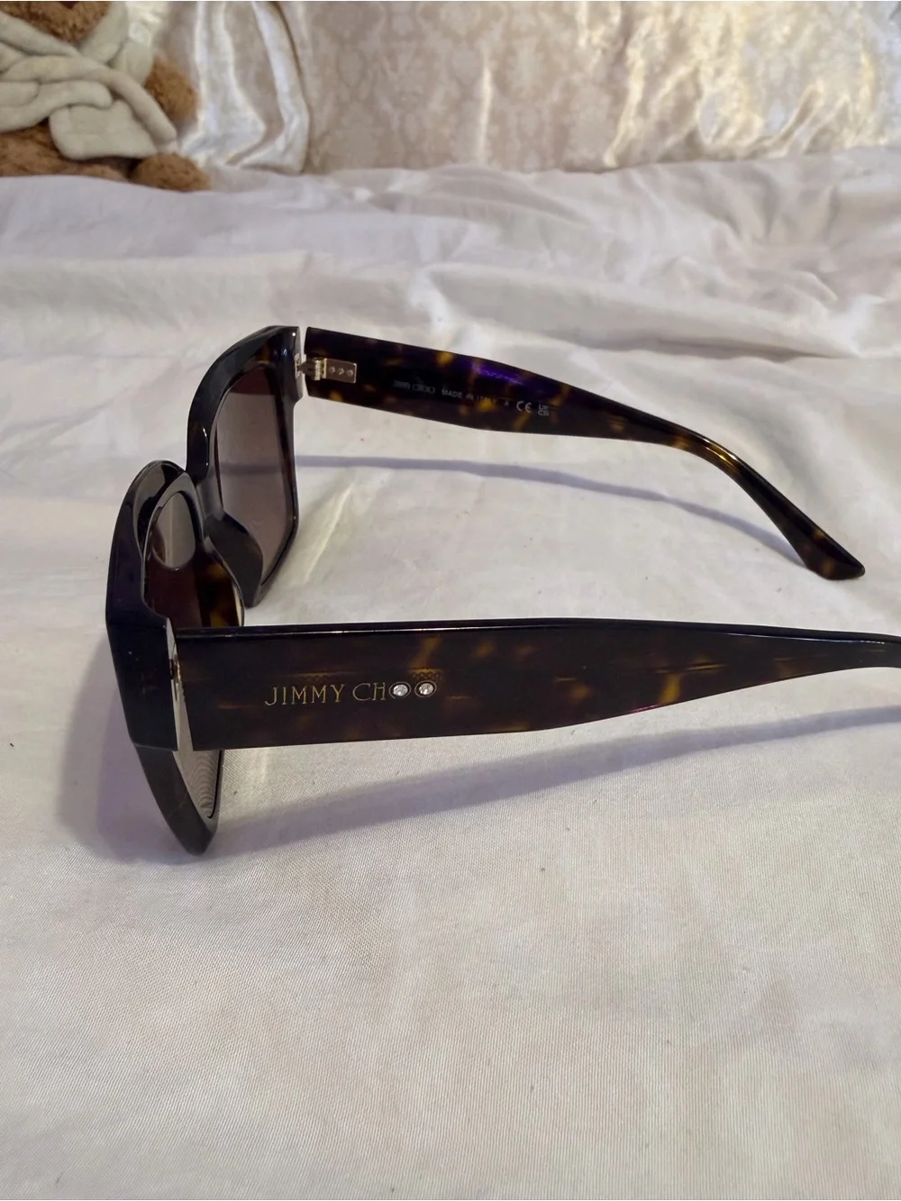 Jimmy Choo Tortoiseshell Square Sunglasses with Brown Lenses